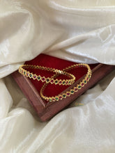 Gold Look Alike American Diamond Bangle Set-Red Green-G11227